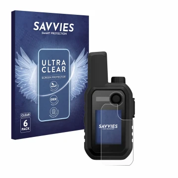 Parte frontale di una confezione del prodotto con il logo del marchio Savvies. Accanto è raffigurato il dispositivo Garmin Alp