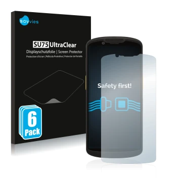 Parte frontale di una confezione del prodotto con il logo del marchio Savvies. Accanto è raffigurato il dispositivo Zebra TC58