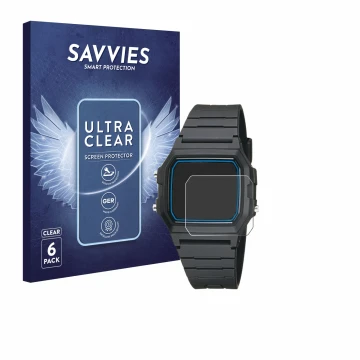 Parte frontale di una confezione del prodotto con il logo del marchio Savvies. Accanto è raffigurato il dispositivo Casio F-10