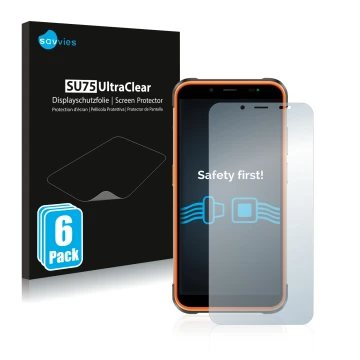 Parte frontale di una confezione del prodotto con il logo del marchio Savvies. Accanto è raffigurato il dispositivo Ulefone Po