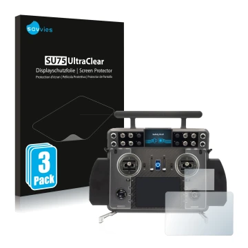 Parte frontale di una confezione del prodotto con il logo del marchio Savvies. Accanto è raffigurato il dispositivo FrSky Tand