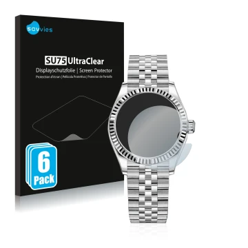 Parte frontale di una confezione del prodotto con il logo del marchio Savvies. Accanto è raffigurato il dispositivo Rolex Date