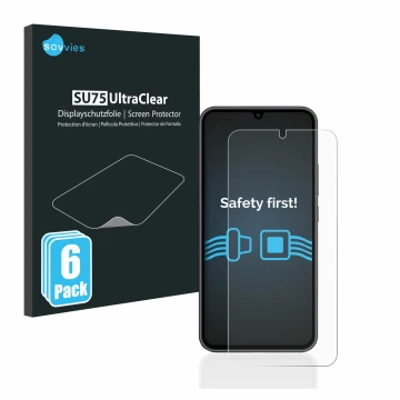 Parte frontale di una confezione del prodotto con il logo del marchio Savvies. Accanto è raffigurato il dispositivo Samsung Ga