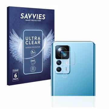 Parte frontale di una confezione del prodotto con il logo del marchio Savvies. Accanto è raffigurato il dispositivo Xiaomi 12T