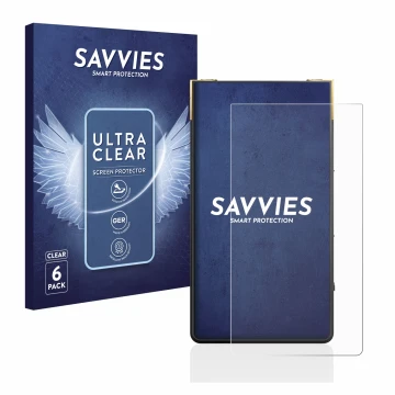 Parte frontale di una confezione del prodotto con il logo del marchio Savvies. Accanto è raffigurato il dispositivo Sony Walkm