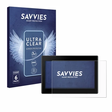 Parte frontale di una confezione del prodotto con il logo del marchio Savvies. Accanto è raffigurato il dispositivo Garmin Dri