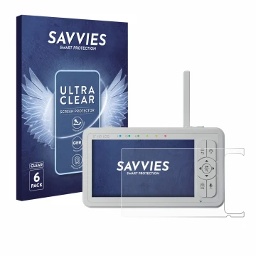 Parte frontale di una confezione del prodotto con il logo del marchio Savvies. Accanto è raffigurato il dispositivo Babysense 