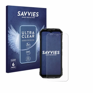 Parte frontale di una confezione del prodotto con il logo del marchio Savvies. Accanto è raffigurato il dispositivo Doogee V30