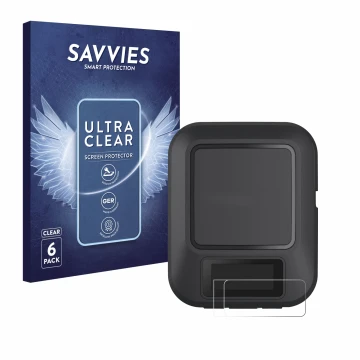 Parte frontale di una confezione del prodotto con il logo del marchio Savvies. Accanto è raffigurato il dispositivo Garmin inR