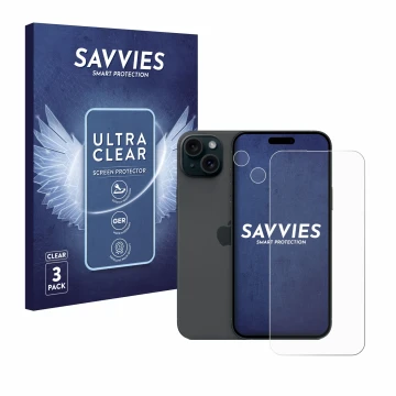 Parte frontale di una confezione del prodotto con il logo del marchio Savvies. Accanto è raffigurato il dispositivo Apple iPho