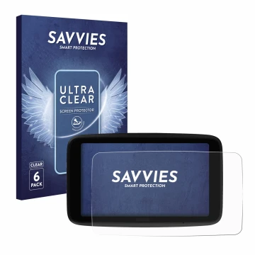 Parte frontale di una confezione del prodotto con il logo del marchio Savvies. Accanto è raffigurato il dispositivo TomTom GO 