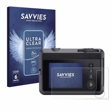 Parte frontale di una confezione del prodotto con il logo del marchio Savvies. Accanto è raffigurato il dispositivo Leica SOFO