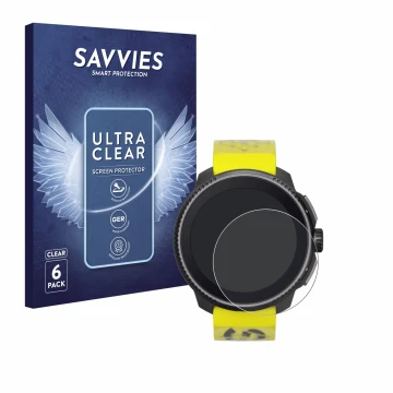 Parte frontale di una confezione del prodotto con il logo del marchio Savvies. Accanto è raffigurato il dispositivo Suunto Rac