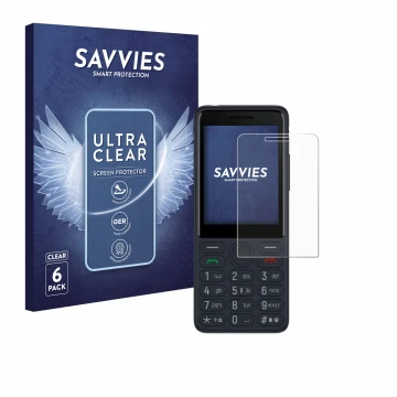 Parte frontale di una confezione del prodotto con il logo del marchio Savvies. Accanto è raffigurato il dispositivo TCL Onetou