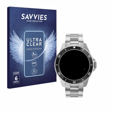 Parte frontale di una confezione del prodotto con il logo del marchio Savvies. Accanto è raffigurato il dispositivo Withings S