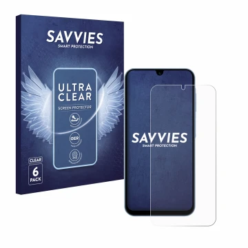 Parte frontale di una confezione del prodotto con il logo del marchio Savvies. Accanto è raffigurato il dispositivo Samsung Ga