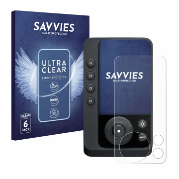 Parte frontale di una confezione del prodotto con il logo del marchio Savvies. Accanto è raffigurato il dispositivo Profoto Co
