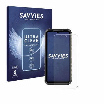 Parte frontale di una confezione del prodotto con il logo del marchio Savvies. Accanto è raffigurato il dispositivo Ulefone Ar