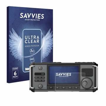 Parte frontale di una confezione del prodotto con il logo del marchio Savvies. Accanto è raffigurato il dispositivo Xiegu X620