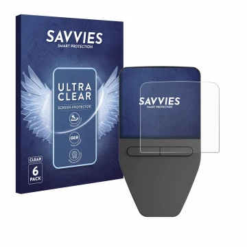Parte frontale di una confezione del prodotto con il logo del marchio Savvies. Accanto è raffigurato il dispositivo Trezor Saf