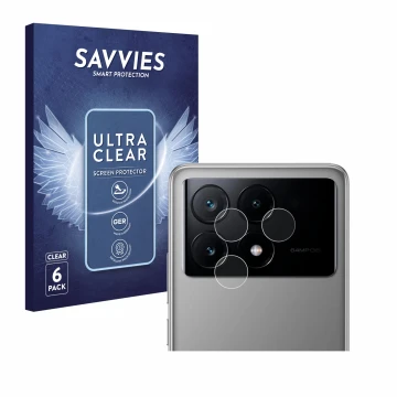 Parte frontale di una confezione del prodotto con il logo del marchio Savvies. Accanto è raffigurato il dispositivo Xiaomi Poc