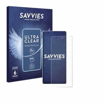 Parte frontale di una confezione del prodotto con il logo del marchio Savvies. Accanto è raffigurato il dispositivo Vivo X Fol