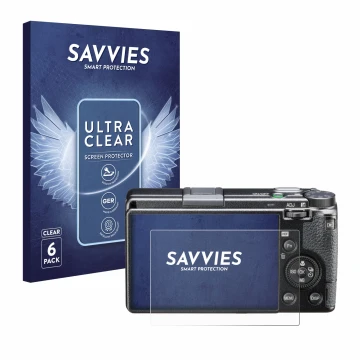 Parte frontale di una confezione del prodotto con il logo del marchio Savvies. Accanto è raffigurato il dispositivo Ricoh GR I