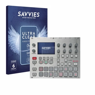Parte frontale di una confezione del prodotto con il logo del marchio Savvies. Accanto è raffigurato il dispositivo Elektron S