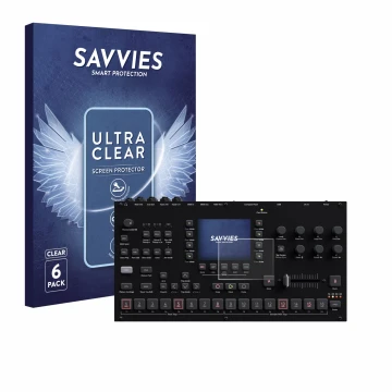Parte frontale di una confezione del prodotto con il logo del marchio Savvies. Accanto è raffigurato il dispositivo Elektron O