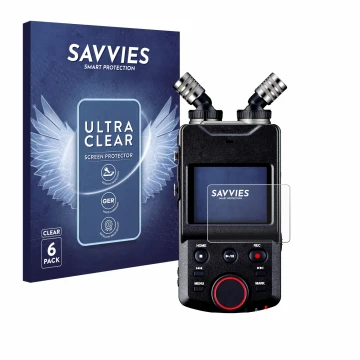Parte frontale di una confezione del prodotto con il logo del marchio Savvies. Accanto è raffigurato il dispositivo Tascam Por