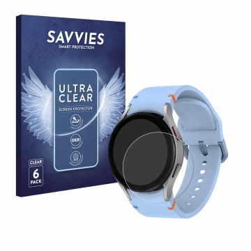 Parte frontale di una confezione del prodotto con il logo del marchio Savvies. Accanto è raffigurato il dispositivo Samsung Ga