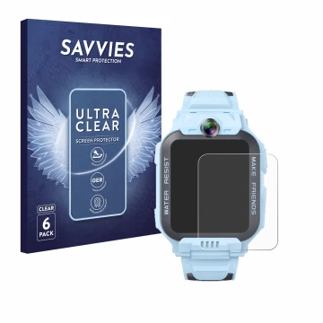 Parte frontale di una confezione del prodotto con il logo del marchio Savvies. Accanto è raffigurato il dispositivo Imoo Watch