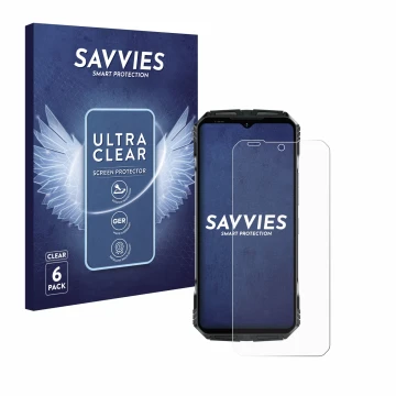 Parte frontale di una confezione del prodotto con il logo del marchio Savvies. Accanto è raffigurato il dispositivo Doogee S11