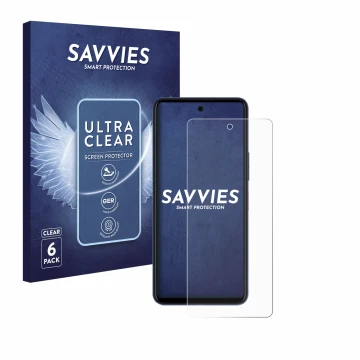 Parte frontale di una confezione del prodotto con il logo del marchio Savvies. Accanto è raffigurato il dispositivo Telekom T 