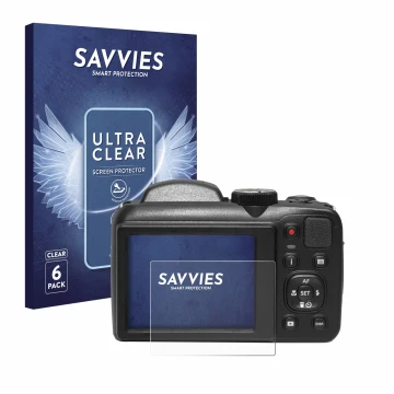 Parte frontale di una confezione del prodotto con il logo del marchio Savvies. Accanto è raffigurato il dispositivo Kodak Pixp