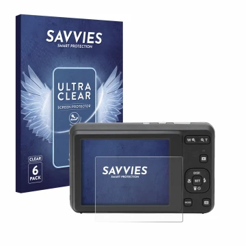 Parte frontale di una confezione del prodotto con il logo del marchio Savvies. Accanto è raffigurato il dispositivo Kodak Pixp