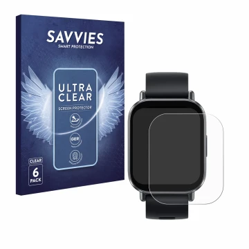 Parte frontale di una confezione del prodotto con il logo del marchio Savvies. Accanto è raffigurato il dispositivo Xiaomi Red