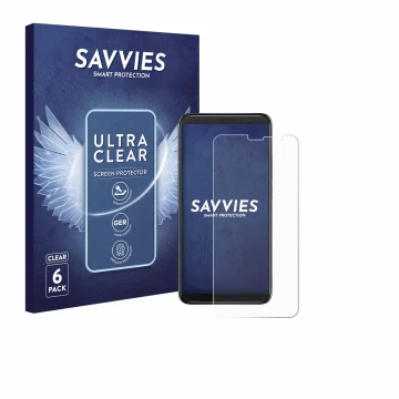 Parte frontale di una confezione del prodotto con il logo del marchio Savvies. Accanto è raffigurato il dispositivo TCL 403 co