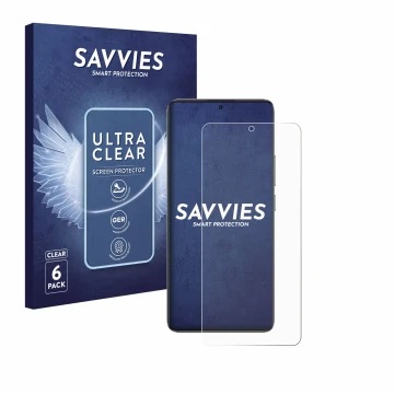 Parte frontale di una confezione del prodotto con il logo del marchio Savvies. Accanto è raffigurato il dispositivo Xiaomi Poc