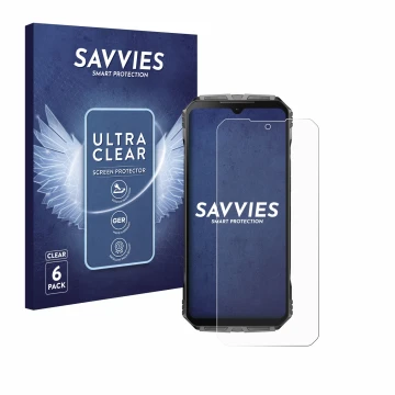 Parte frontale di una confezione del prodotto con il logo del marchio Savvies. Accanto è raffigurato il dispositivo Doogee S C