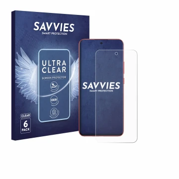 Parte frontale di una confezione del prodotto con il logo del marchio Savvies. Accanto è raffigurato il dispositivo Oppo A5 Pr