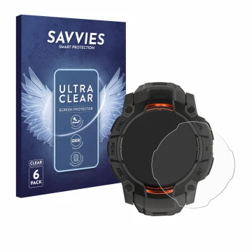 Parte frontale di una confezione del prodotto con il logo del marchio Savvies. Accanto è raffigurato il dispositivo Garmin Ins