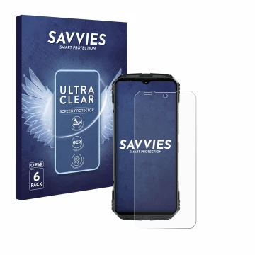 Parte frontale di una confezione del prodotto con il logo del marchio Savvies. Accanto è raffigurato il dispositivo Doogee S11
