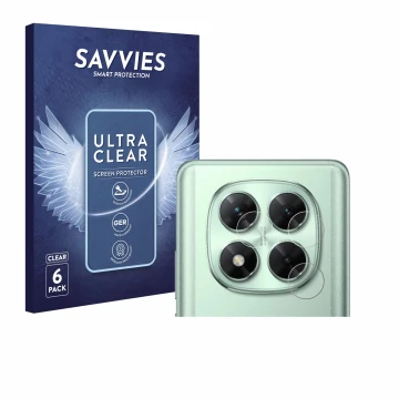 Parte frontale di una confezione del prodotto con il logo del marchio Savvies. Accanto è raffigurato il dispositivo Xiaomi Poc