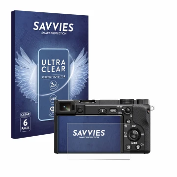 Parte frontale di una confezione del prodotto con il logo del marchio Savvies. Accanto è raffigurato il dispositivo Sony Alpha