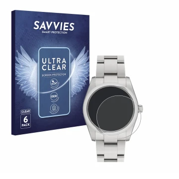 Parte frontale di una confezione del prodotto con il logo del marchio Savvies. Accanto è raffigurato il dispositivo Rolex Oyst