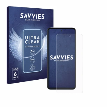 Parte frontale di una confezione del prodotto con il logo del marchio Savvies. Accanto è raffigurato il dispositivo realme 14 