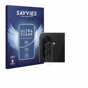 Parte frontale di una confezione del prodotto con il logo del marchio Savvies. Accanto è raffigurato il dispositivo Samsung Ga