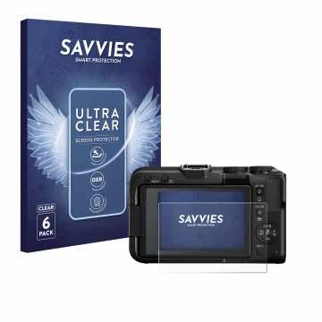 Parte frontale di una confezione del prodotto con il logo del marchio Savvies. Accanto è raffigurato il dispositivo Canon EOS 