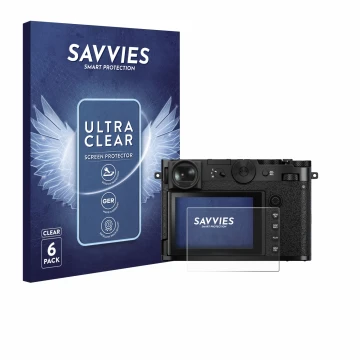 Parte frontale di una confezione del prodotto con il logo del marchio Savvies. Accanto è raffigurato il dispositivo Fujifilm G
